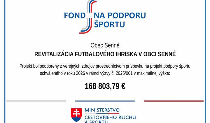 Fotka - REVITALIZÁCIA FUTBALOVÉHO IHRISKA V OBCI SENNÉ